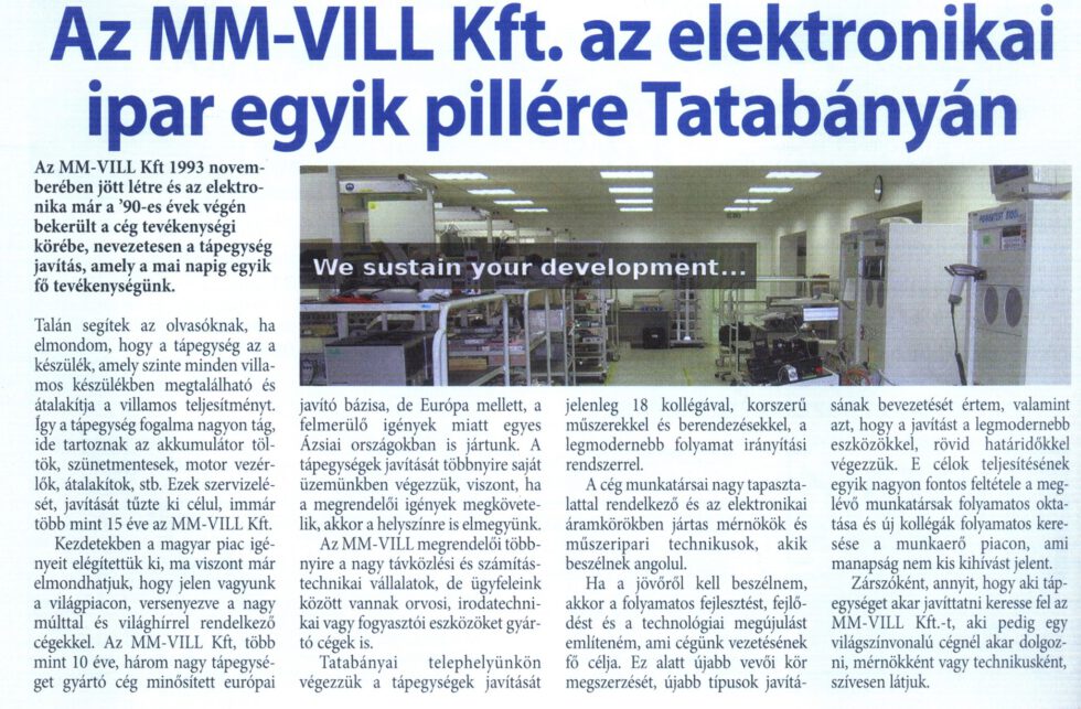 MM-VILL Kft is one of the pillars of the electronics industry in Tatabánya